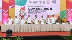 Panitia Besar Pekan Olahraga Nasional (PB PON) XXI 2024 Aceh-Sumut menggelar Chef de Mission (CdM) Meeting ke-2, di Ballroom Hotel Santika Premiere Dyandra, Jalan Kapten Maulana Lubis, Medan.