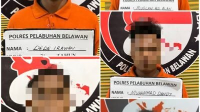 Para pelaku narkoba yang diamankan satnarkoba Polres Pelabuhan Belawan.