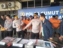 Tekan Aksi Premanisme dan Pungli, Polrestabes Medan Tahan 9 Pemuda Bawa Sajam 