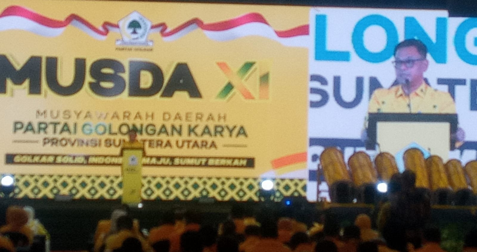 Wakil Ketua Umum DPP Partai Golkar DR.H.TB Ace Hasan Sadzily, M.Si saat memberikan kata sambutan di Musda Partai Golkar Sumatera Utara.