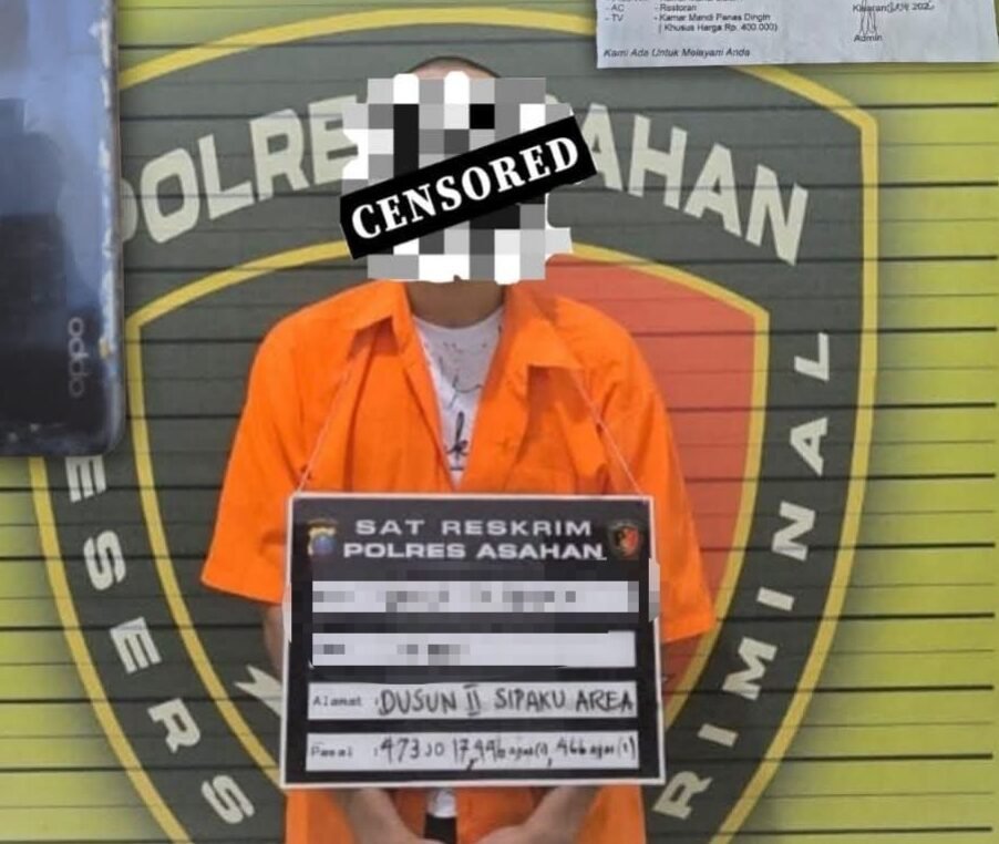 Pelaku yang diamankan petugas kepolisian.(sumber:Humas.Polres Asahan)