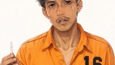 Pelaku yang diamankan petugas kepolisian.(