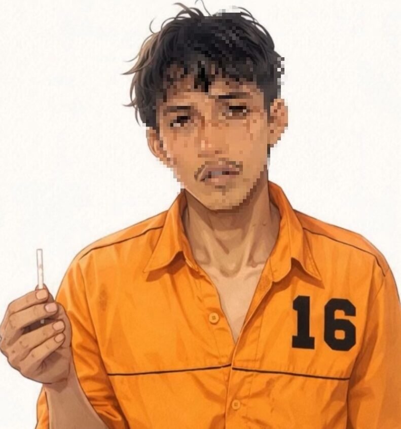 Pelaku yang diamankan petugas kepolisian.(