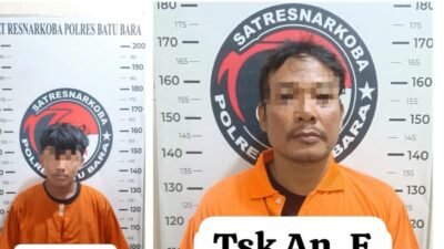 Para tersangka dan barang bukti diamankan Resnarkoba Polres Batu Bara.