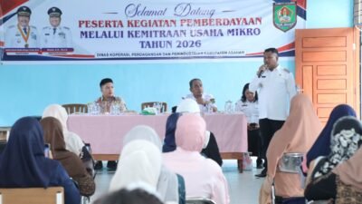 Wakil Bupati Asahan, Rianto sampaikan sambutan dan arahannya kepada pelaku UMKM.